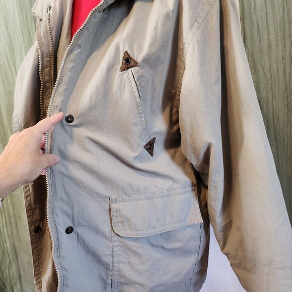 MULBERRY STREET Beige‎ Men's Raincoat Windbreaker Mid Length Jacket Size M - Picture 3 of 6
